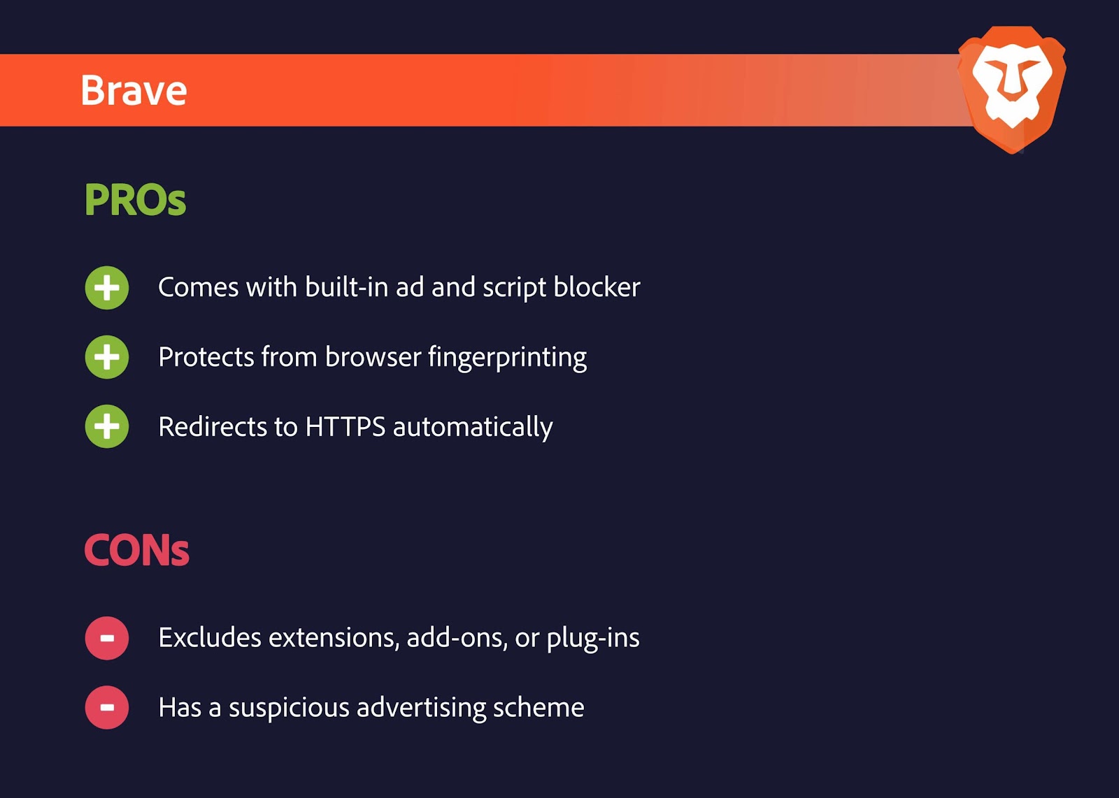 pros cons brave browser