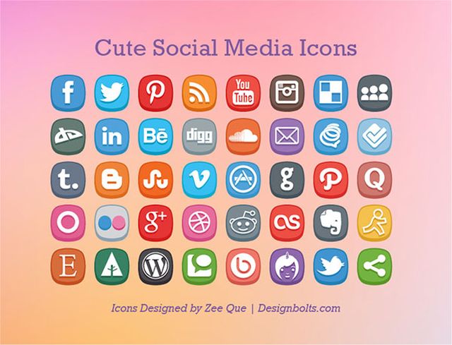 Free Cute Social Media Icons Cute Social Media Icons, iconos sociales gratuitos para tus proyectos