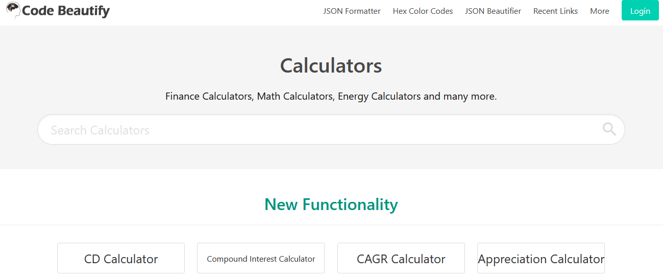 Code Beautify Add Financial Calculation Interactivity to Different Website Pages and Elements