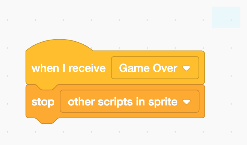 Set a game over message in Scratch