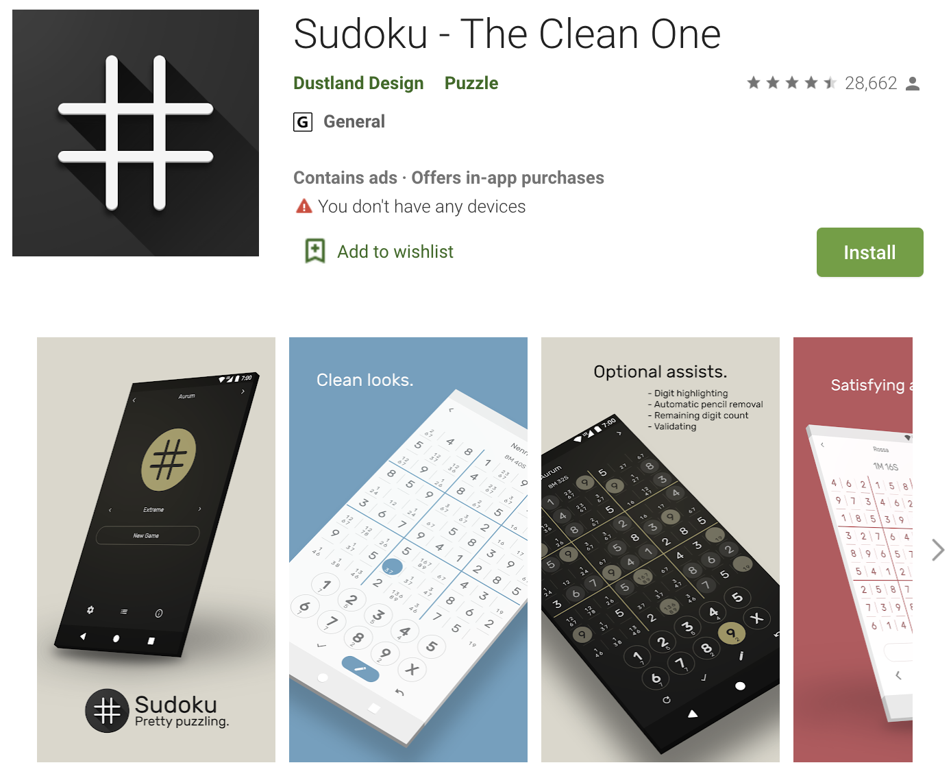 sudoku - the clean one android app