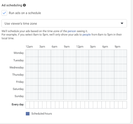 Schedule your Facebook ad for hours of the day