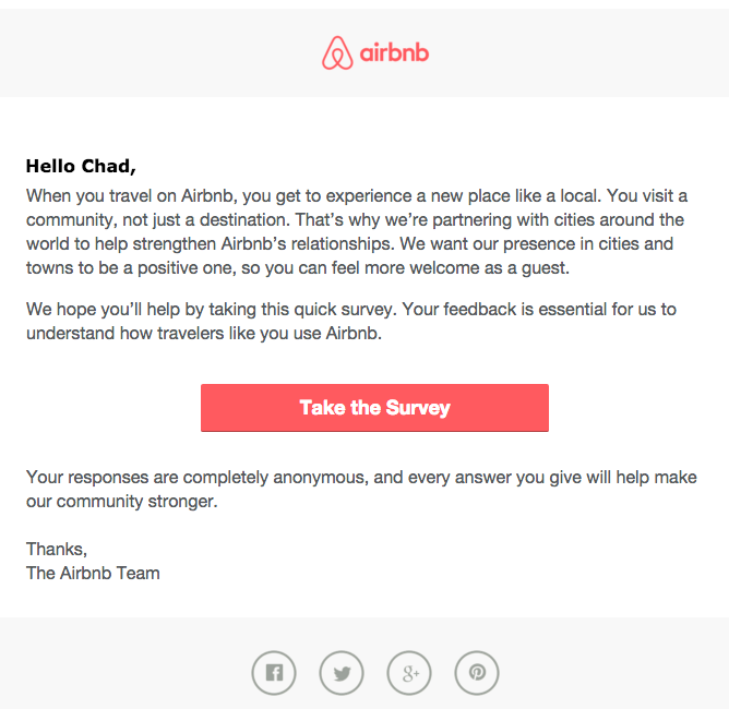 airbnb example feedback question
