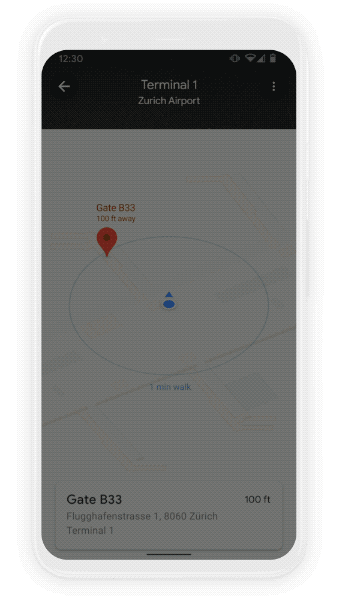 Utilisez Live View pour localiser l’étage où se trouve la boutique et pour vous guider à bon port, vous faisant gagner ainsi un temps précieux.