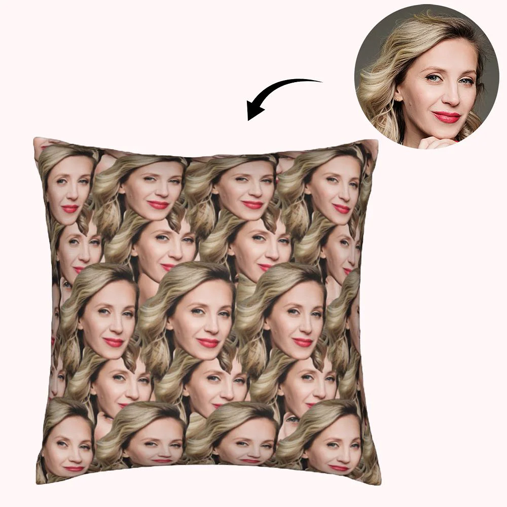 housse de coussin personnalisé avec un visage tiré d’une photographie. 