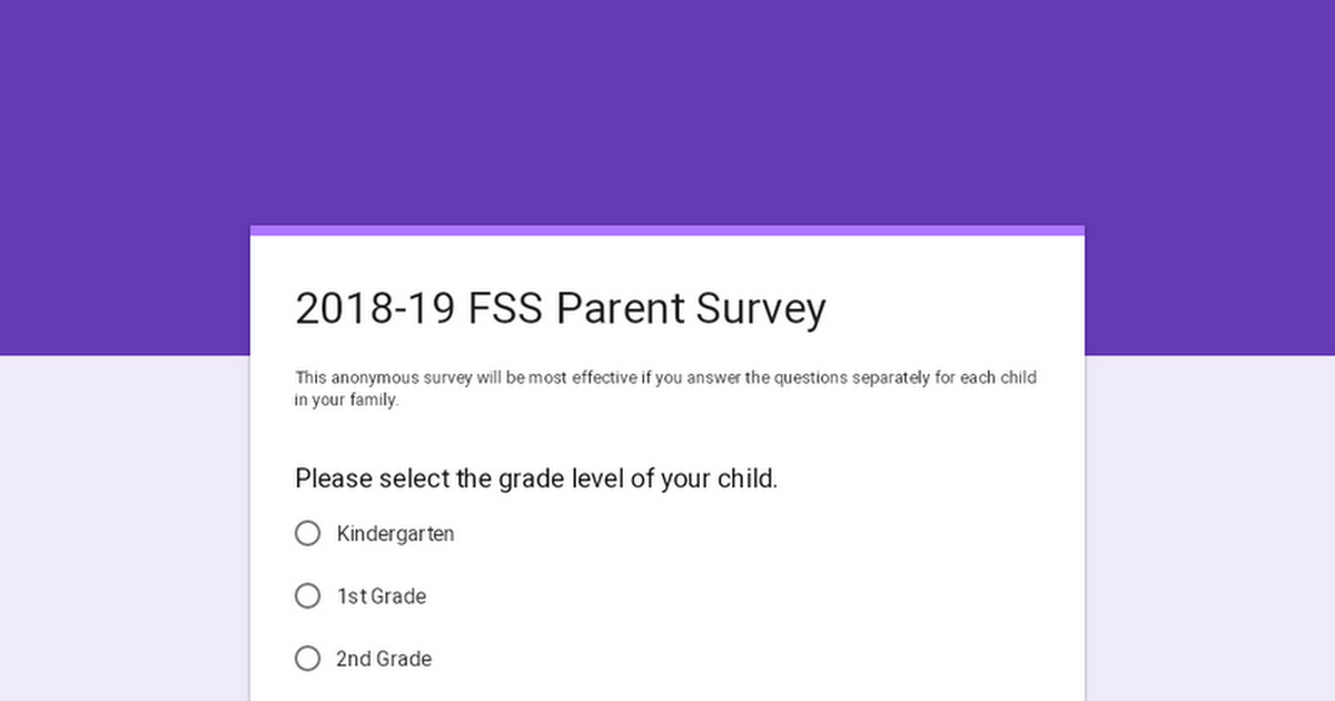 2018-19 FSS Parent Survey