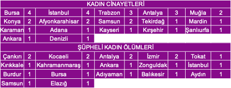 2021 Austos Ay Kadn Cinayetleri statistii