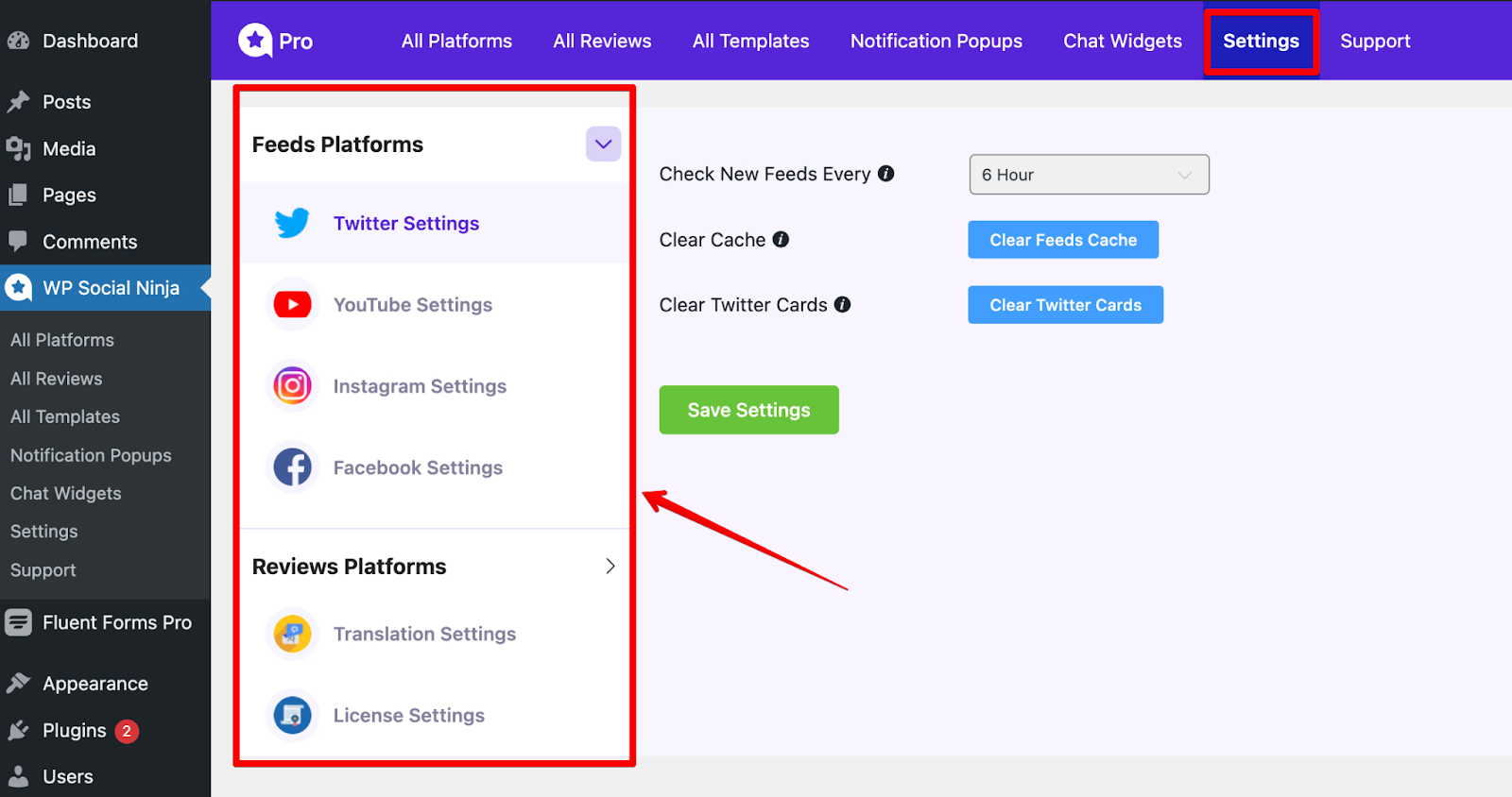 Settings Panel UI Design