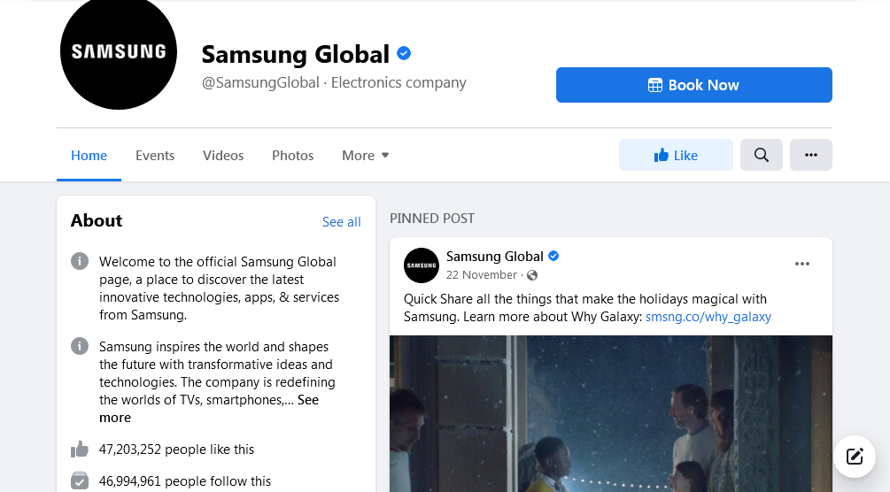 Samsung Facebook Page