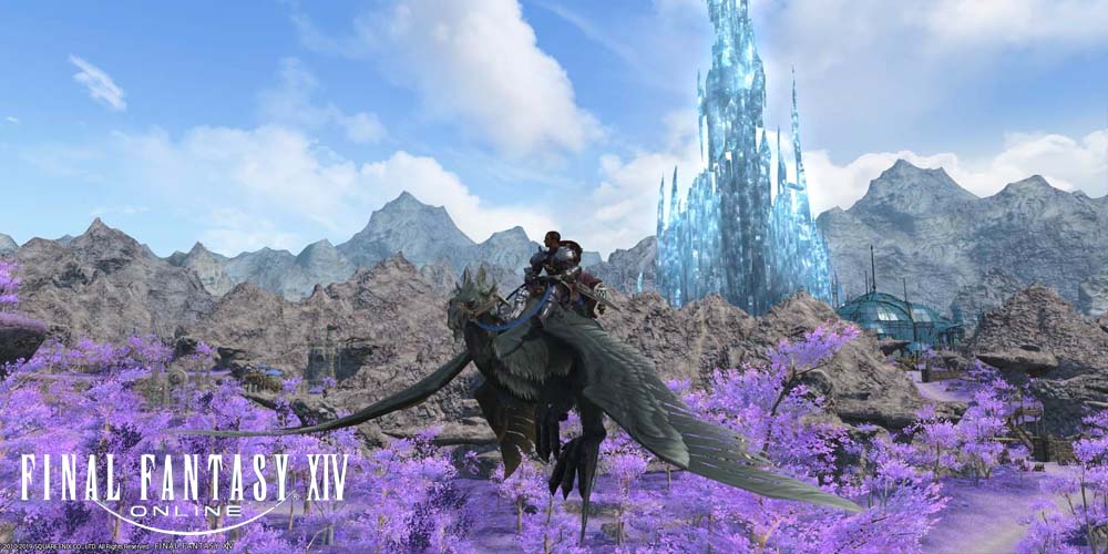 A character flying on a dragon in Final Fantasy XIV: A Realm Reborn 