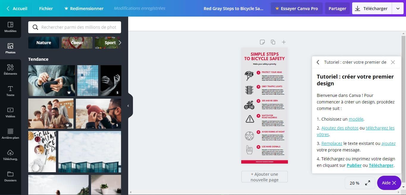 L interface de Canva