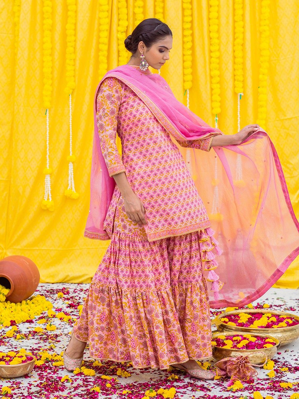 the loom - Pink Hand Block Printed Cotton Suit 