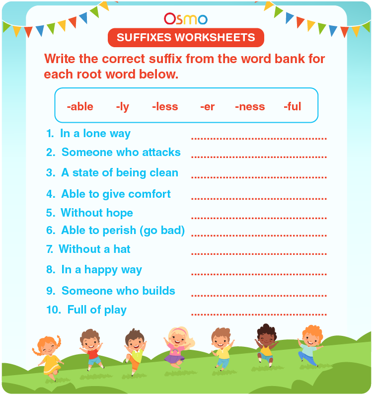 Suffixes worksheets