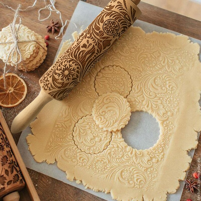 Embossed Rolling Pin Wooden