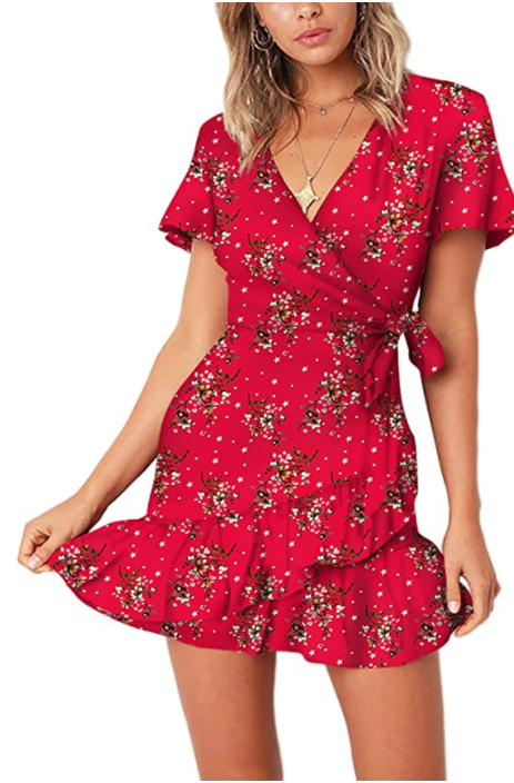 summer wrap around dress red