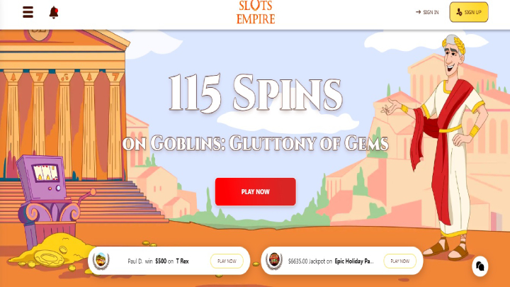 Slots Empire Casino Homepage