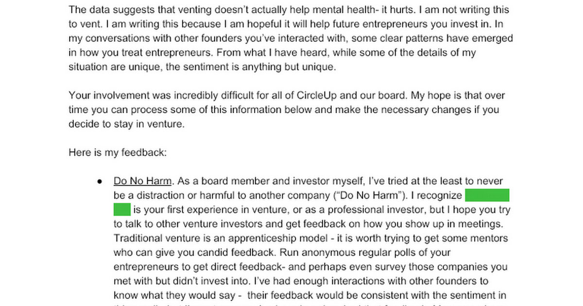 A no-holds-barred email from a founder to a toxic former board member