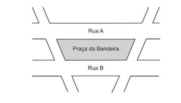 Nesse mapa, a praça da Bandeira tem a forma de um: