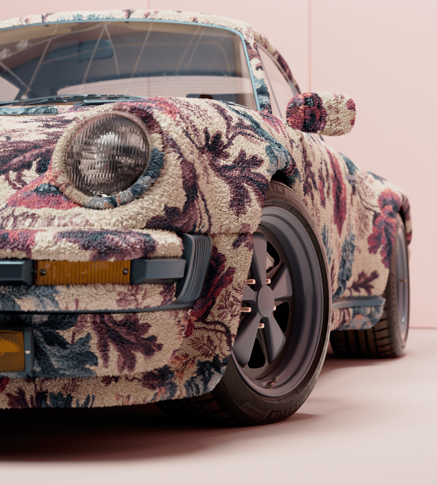 3D automotive   CGI cinema4d fabric octane pattern Porsche Render textile