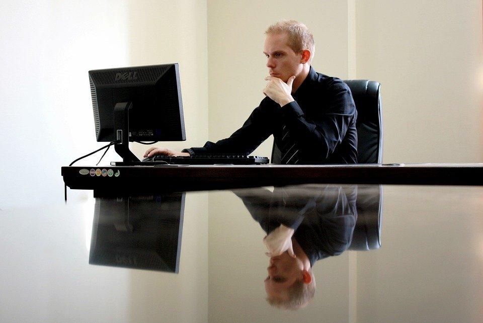 Business, Businessman, Chair, Computer, Desk, Desktop