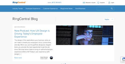 A screenshot of @RingCentral's blog
