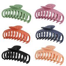 Amazon.com : AOBLAH 6Pcs Nonslip Big Hair Claw Clips for Women and Girls  Super Strong Hold 4.3 Inch Large Hair Clips for Thick Hair Cute Acrylic  Banana Hair Clip Fashion Matte Hair