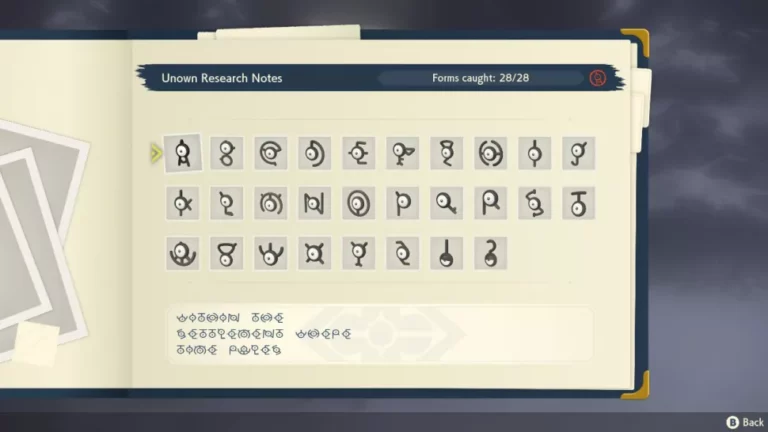 imagen de notas de investigación de unown en Leyendas Pokémon Arceus