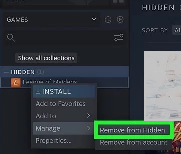 Show hidden games on Steam