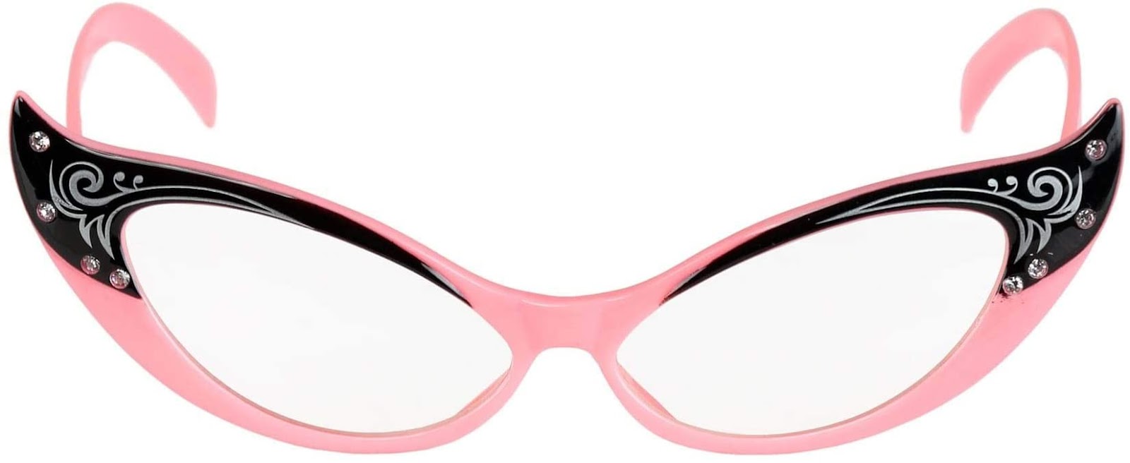 Vintage Cat Eye Glasses Pink Frames with Rhinestones