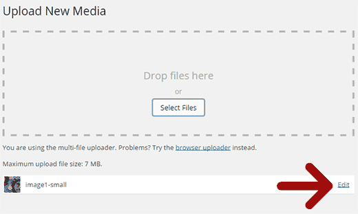 Carregar e editar um arquivo de imagem no WordPress