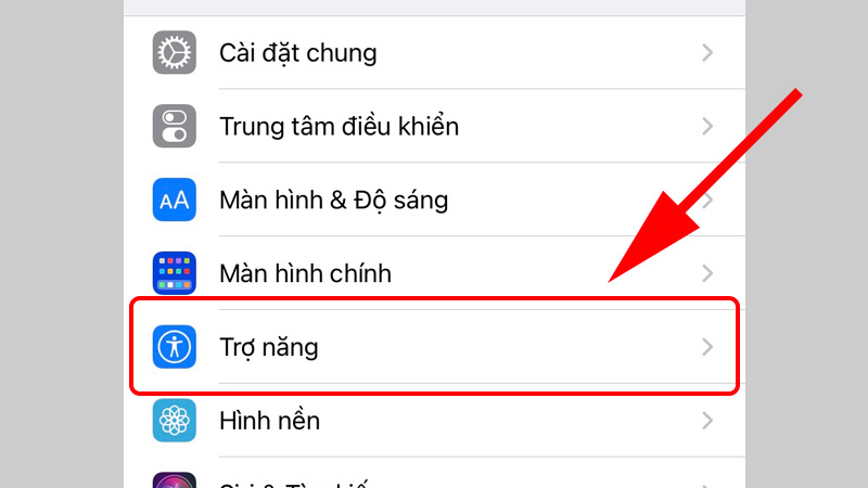 Sau khi vào Cài đặt chọn Trợ năng