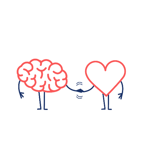 cérebro e coração trabalhando juntos