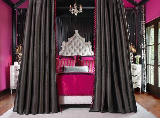 Elegant Pink and Black French Bedroom