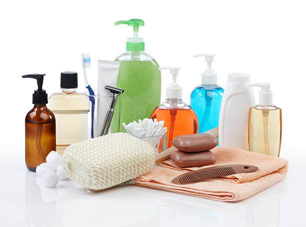 a bottle of items on a table