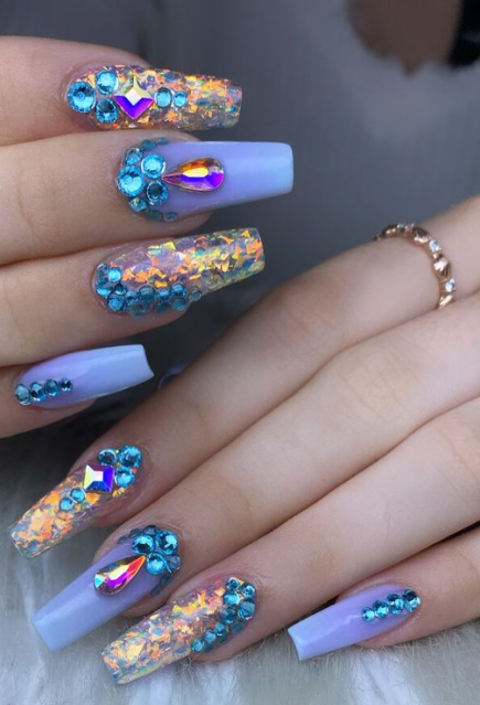 Blue Moon Fantasy ombre coffin nail designs