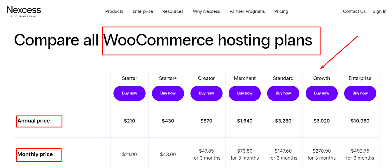 Compare Nexcess Managed WooCommerce Hosting 