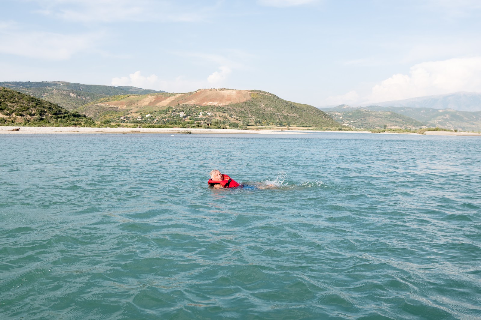 Eichelmann taking the time to enjoy the Vjosa. He has had an affinity for water since he was a child, he explains. Photo: Hannah Bailey