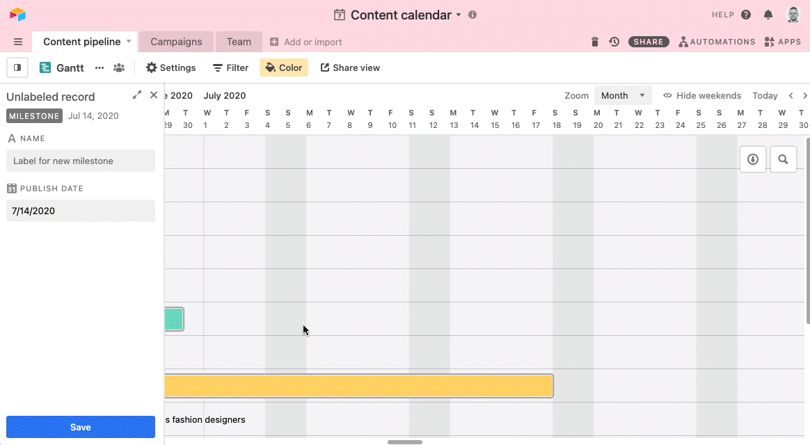 Airtable Gantt Chart - Content Calendar Airtable Illustration