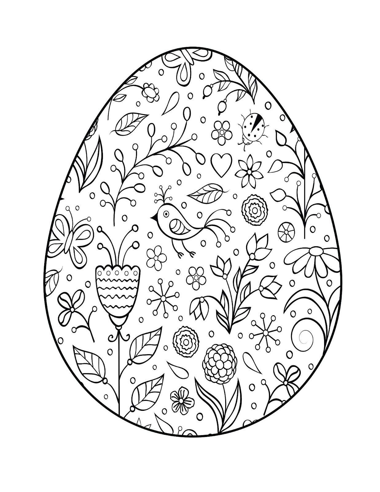 Flower garden eastern egg coloring page