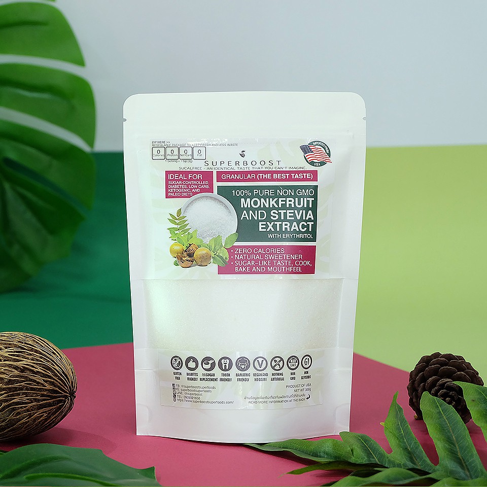 2. น้ำตาลสำหรับสายคีโต ตรา Superboost Superfood Stevia x Monkfruit