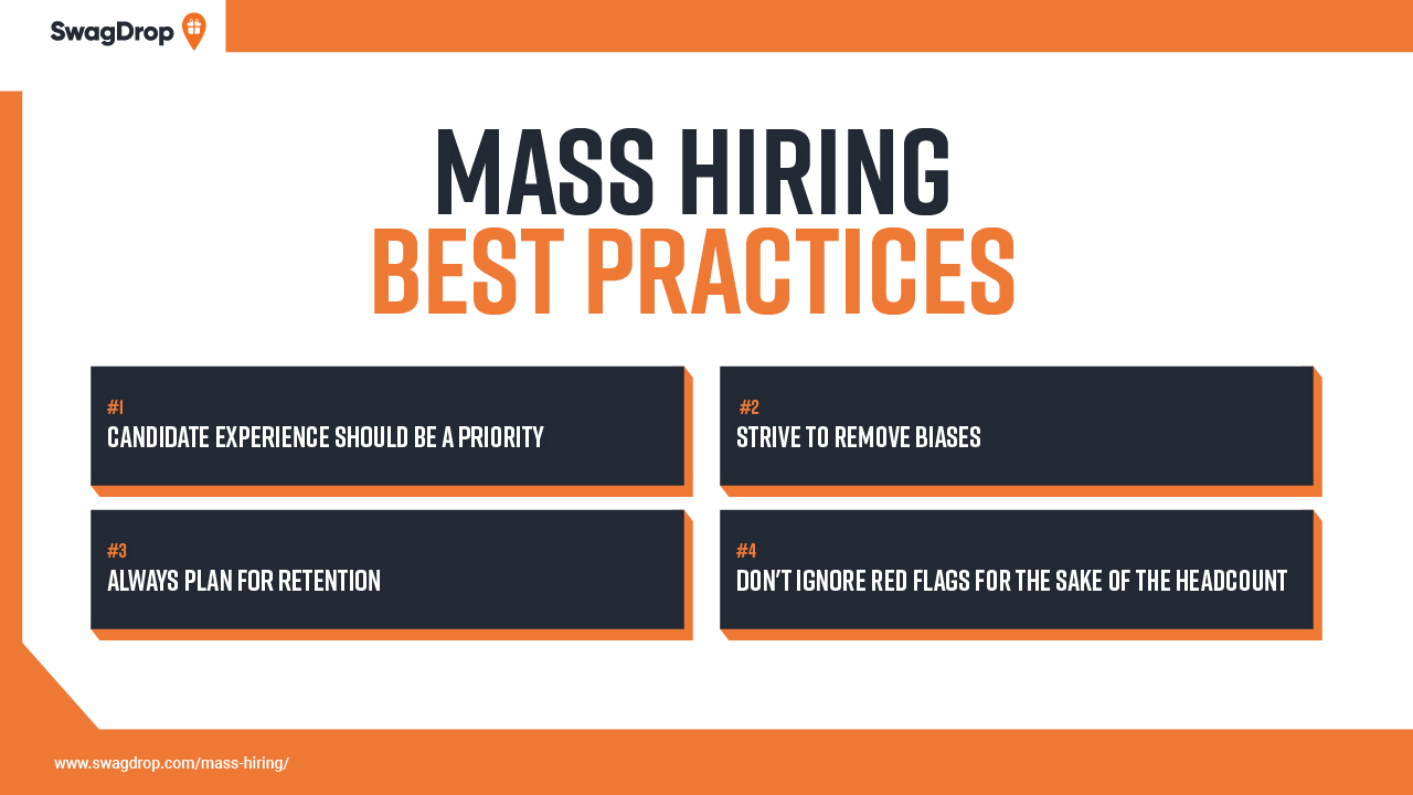 A graph listing four best practices for a successful mass hiring process.