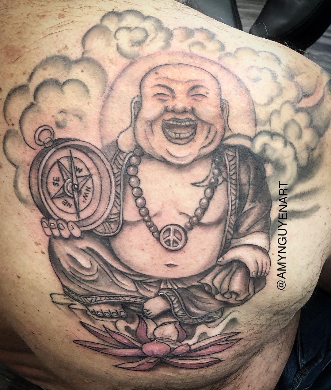 Laughing Buddha with Compass