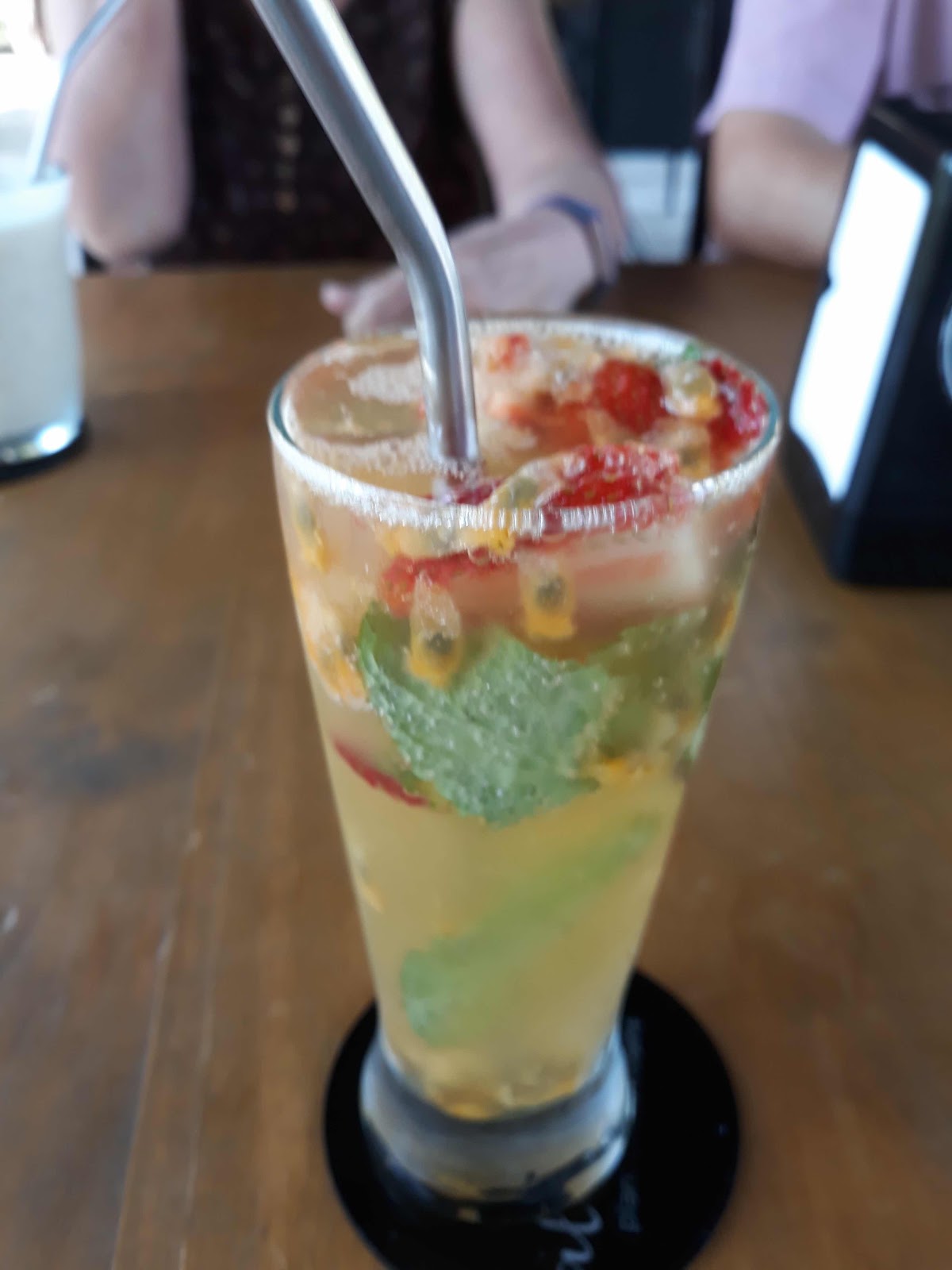 My drink - mojito - loaded with fruit.