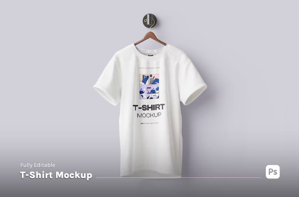 Hanging White T shirt Mockup