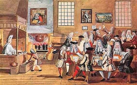 London Cafes - History of London's coffee houses.  Illustration and art from 1668.