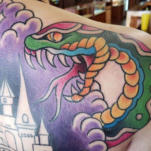 Explore flag tattoo ideas, creative tattoo ideas in Fort Smith, available at Hanging City Body Modification