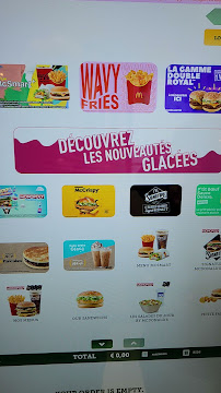 Menu du McDonald's à Paris