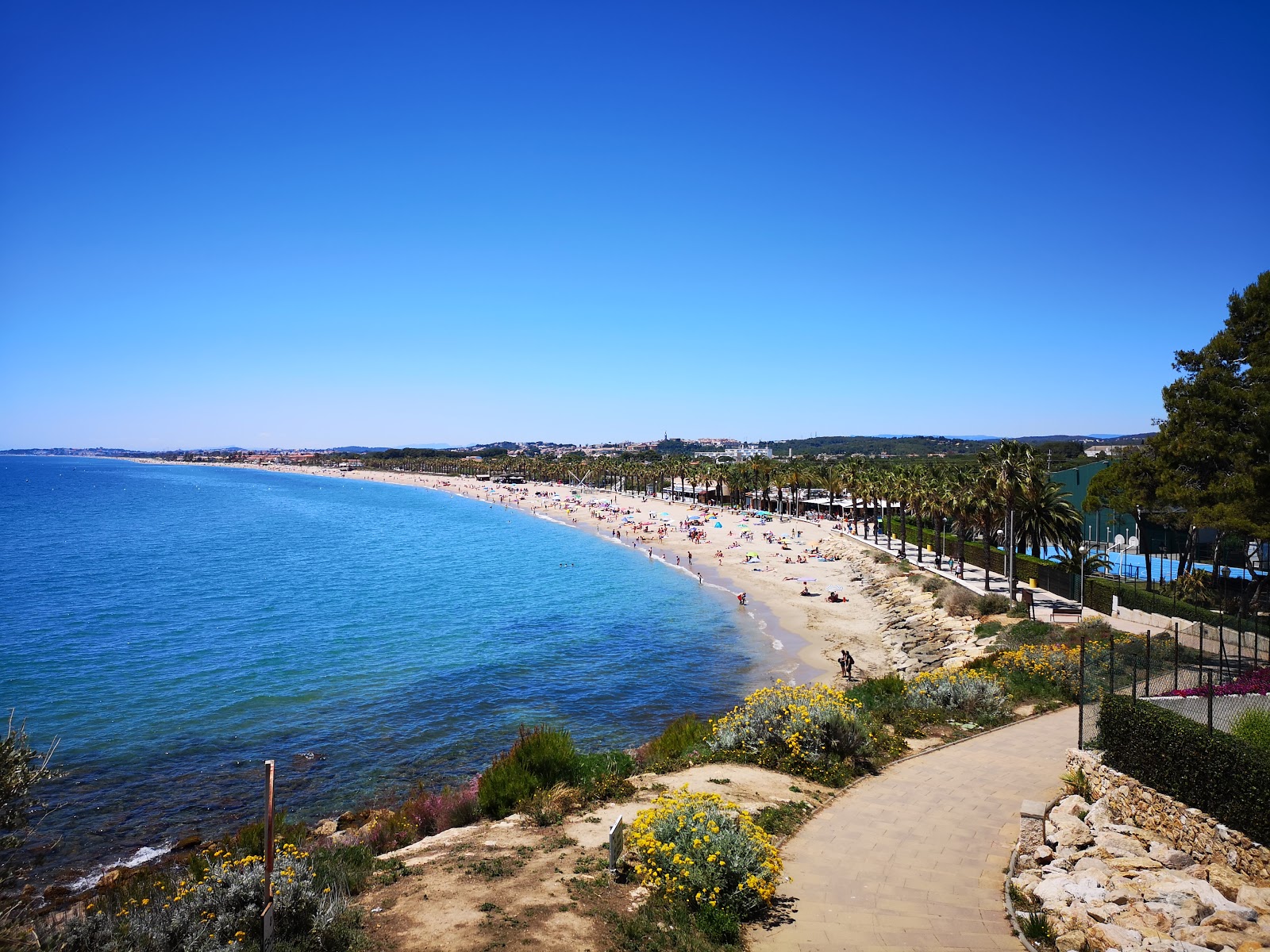 Foto di Platja Llarga con una superficie del sabbia marrone