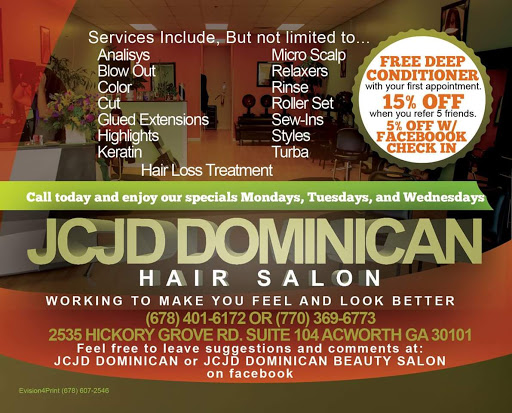 Beauty Salon «JCJD DOMINICAN BEAUTY SALON», reviews and photos, 2535 Hickory Grove Rd NW, Acworth, GA 30101, USA