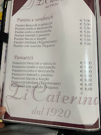 Menu du Zi’ Caterina à Pompei